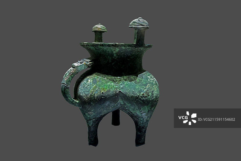 山西省临汾市博物馆“晋霸春秋”：兽首柄铜斝【西周，翼城县大河口墓地出土】图片素材