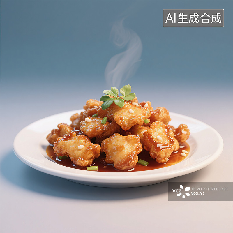 【AI数字艺术】中餐美食锅包肉溜肉段糖醋里脊家常菜小炒肉热气腾腾年夜饭团圆饭餐厅外卖菜单3D渲染风格卡通插画餐饮广告图片素材