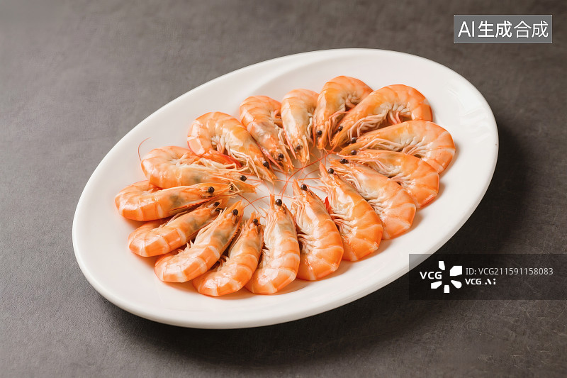 【AI数字艺术】一盘美味的清蒸大虾，优质蛋白图片素材