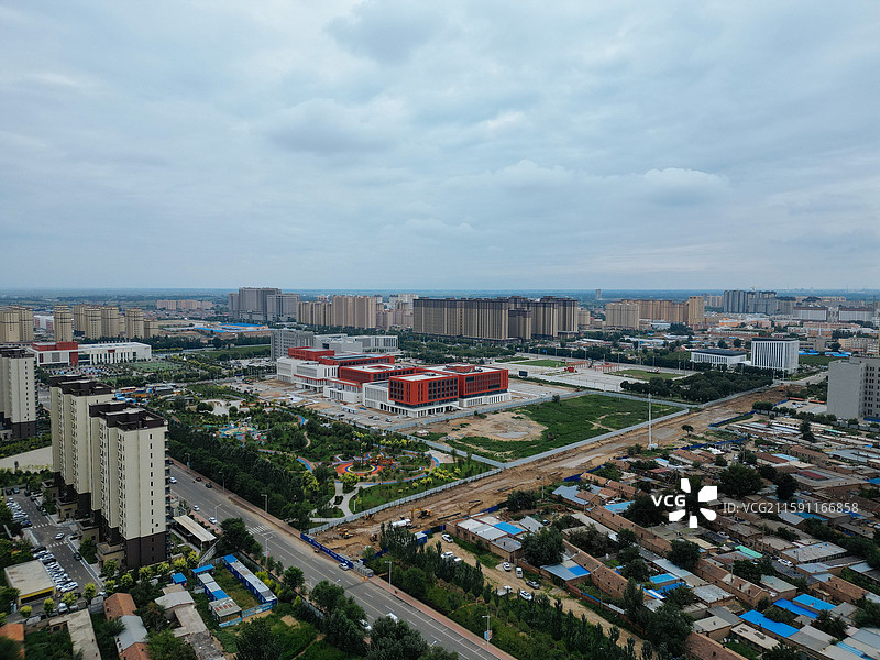 达拉特旗 白塔公园 白柜路 地标 航拍图片素材