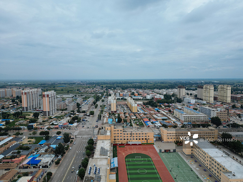 达拉特旗 白塔公园 白柜路 地标 航拍图片素材