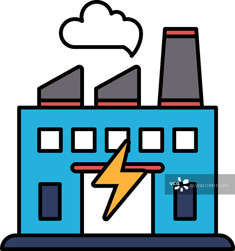 一座蓝色建筑上有一道闪电标志图片素材