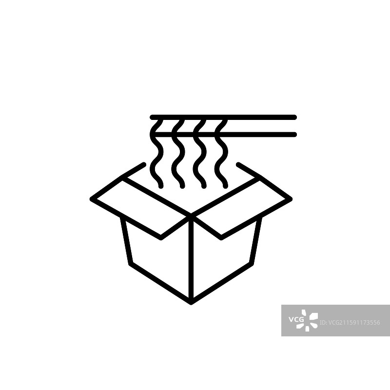 木桌上的亚洲外卖面条盒图片素材