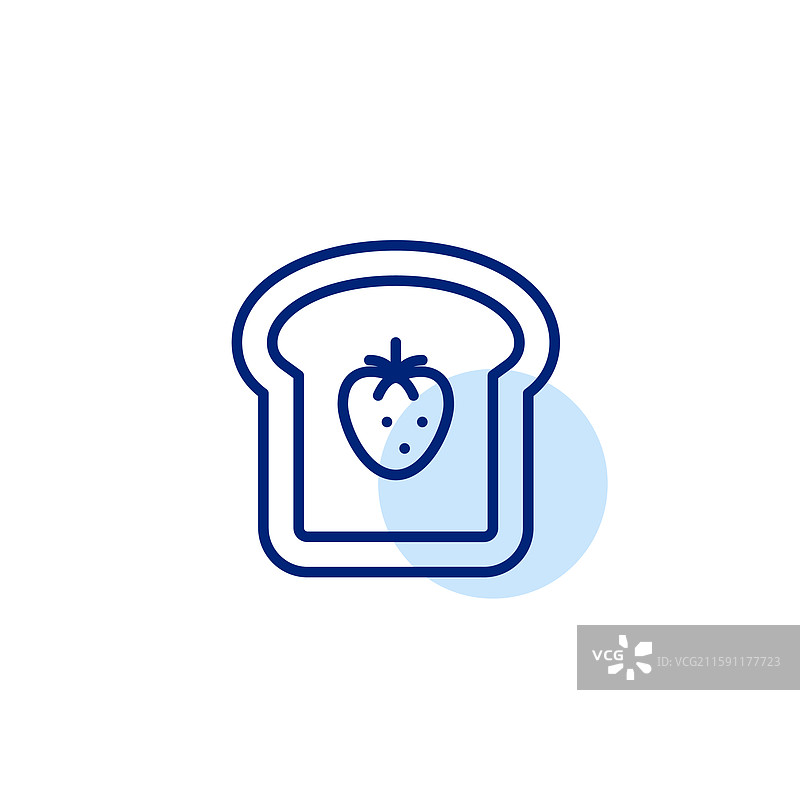 草莓果酱涂抹在烤面包上的早餐图片素材