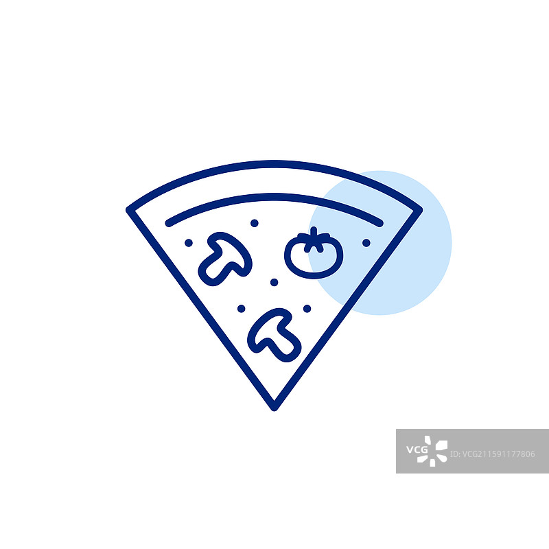 素食或纯素披萨的一片，配有番茄和图片素材