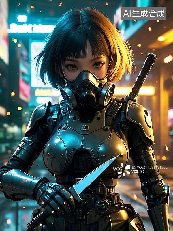 【AI数字艺术】未来都市女战士图片素材