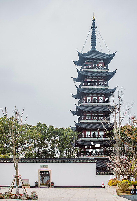 上海青浦清溪园知道书院古典园林景观图片素材