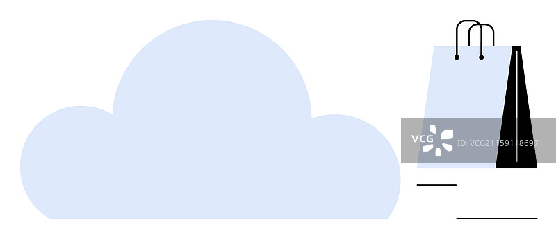 云存储概念与现代购物相结合图片素材