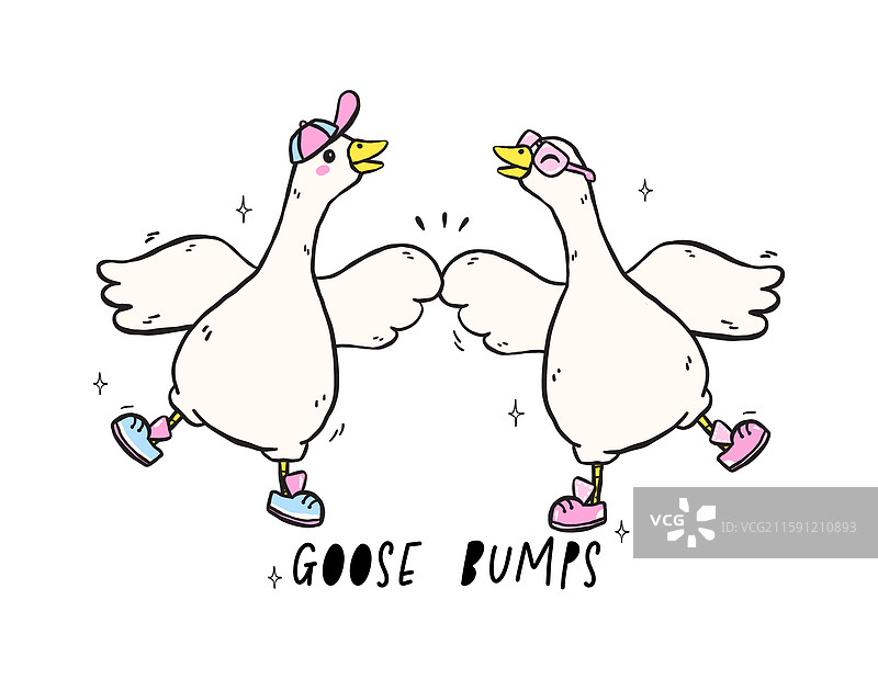 可爱搞笑的鹅与鸡皮疙瘩极简风格的表情包图片素材