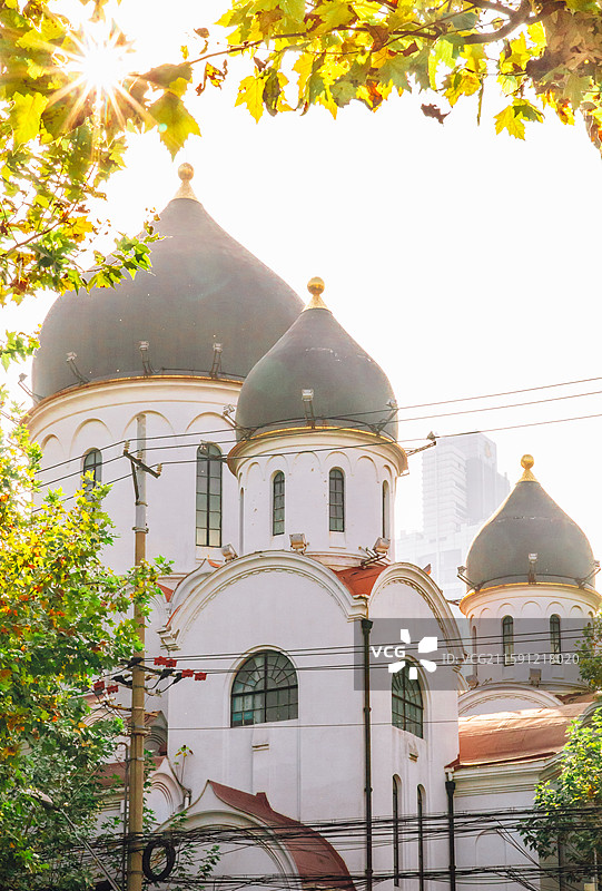 上海新乐路东正教堂建筑外观图片素材