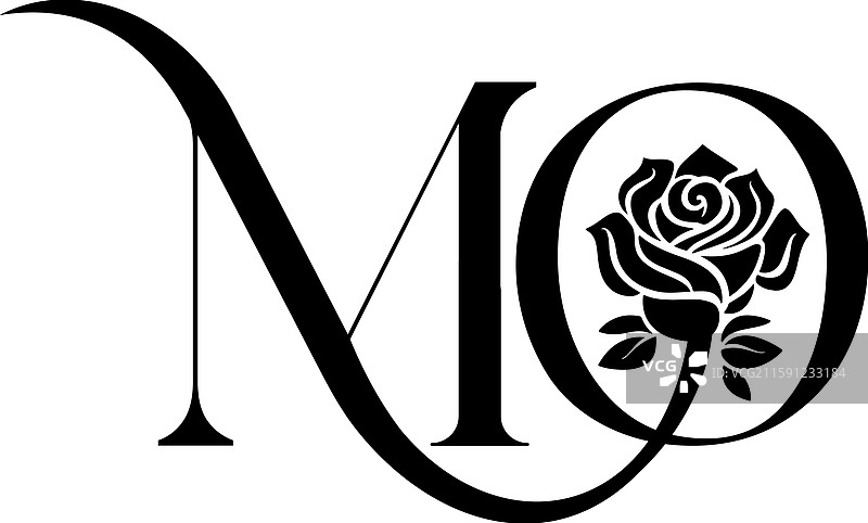 字母“MO”玫瑰花卉标志图片素材