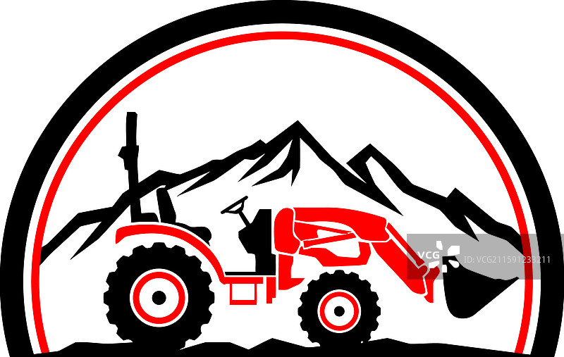 挖掘机土方工程业务标志图片素材