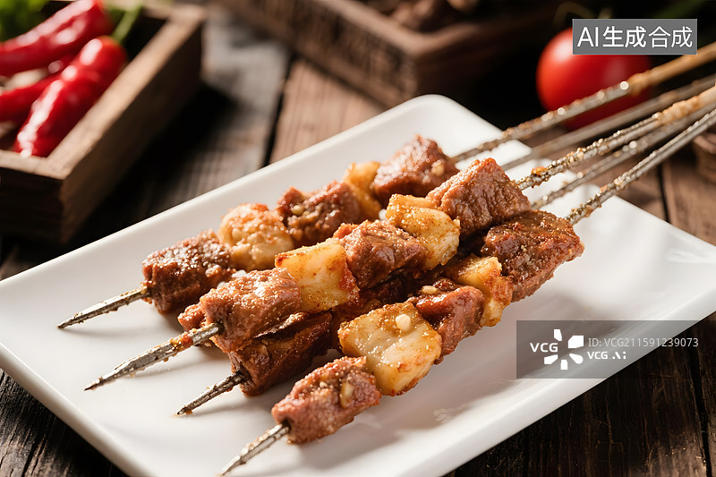 【AI数字艺术】香气四溢的羊肉串图片素材