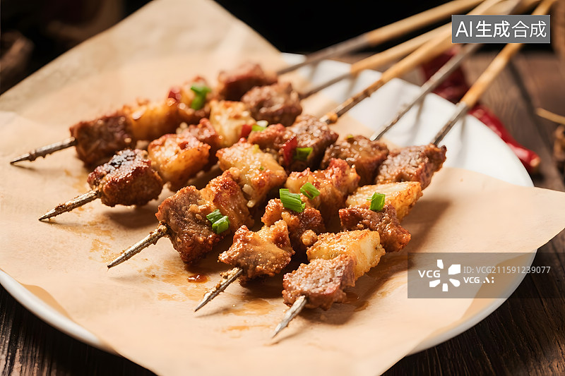 【AI数字艺术】香气四溢的羊肉串图片素材