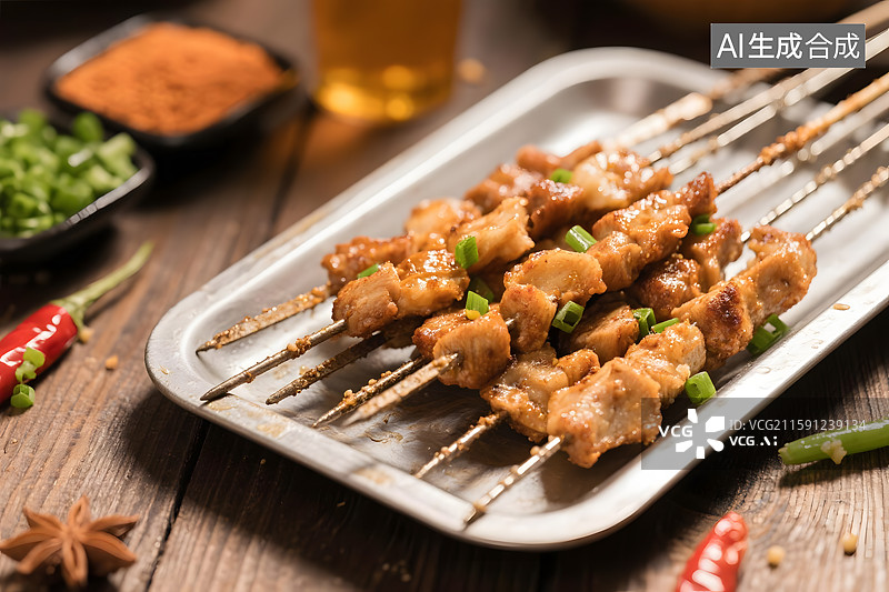 【AI数字艺术】香气四溢的羊肉串图片素材