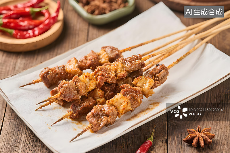 【AI数字艺术】香气四溢的羊肉串图片素材