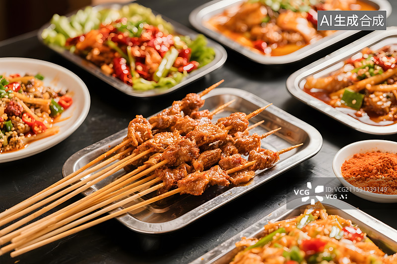 【AI数字艺术】香气四溢的羊肉串图片素材