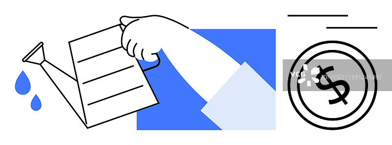 手握浇水壶浇水以滋养植物图片素材