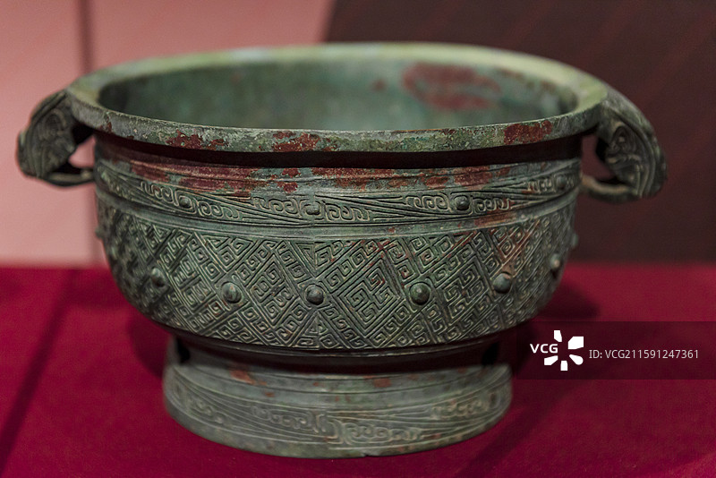 乳钉纹簋 商代 城固龙头镇龙头村出土 城固县张骞纪念馆 北京通州大运河博物馆“看见殷商”特展图片素材