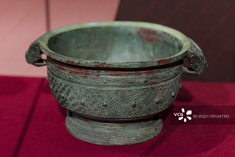 乳钉纹簋 商代 城固龙头镇龙头村出土 城固县张骞纪念馆 北京通州大运河博物馆“看见殷商”特展图片素材