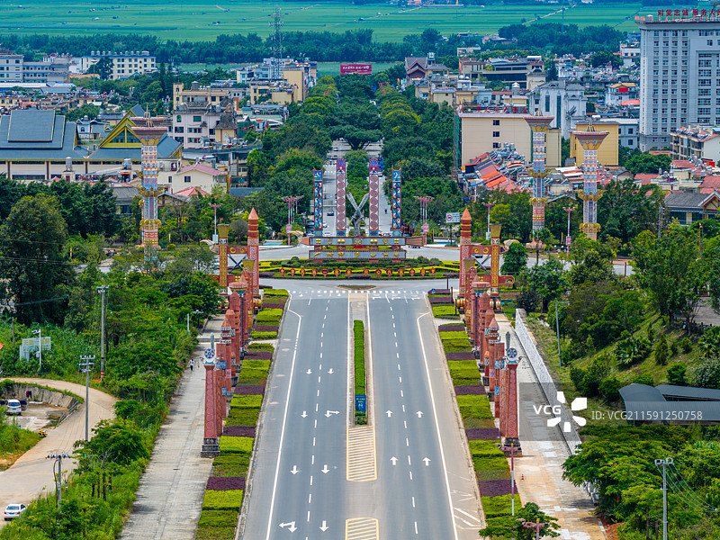 云南省德宏州陇川县城市风光图片素材