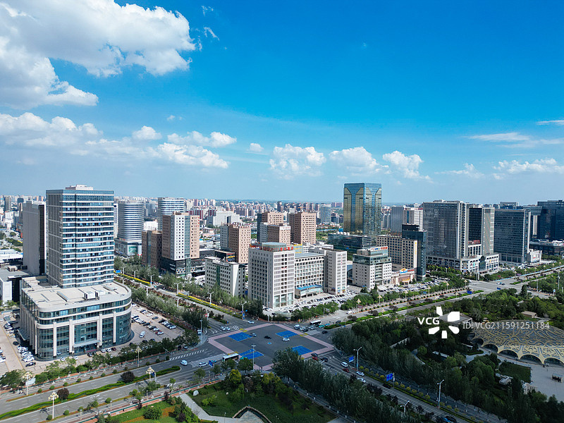 鄂尔多斯 东胜区 体育中心 母亲公园 地标 航拍图片素材