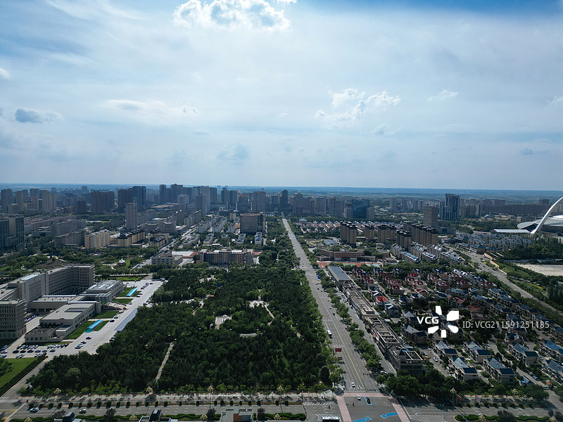 鄂尔多斯 东胜区 体育中心 母亲公园 地标 航拍图片素材