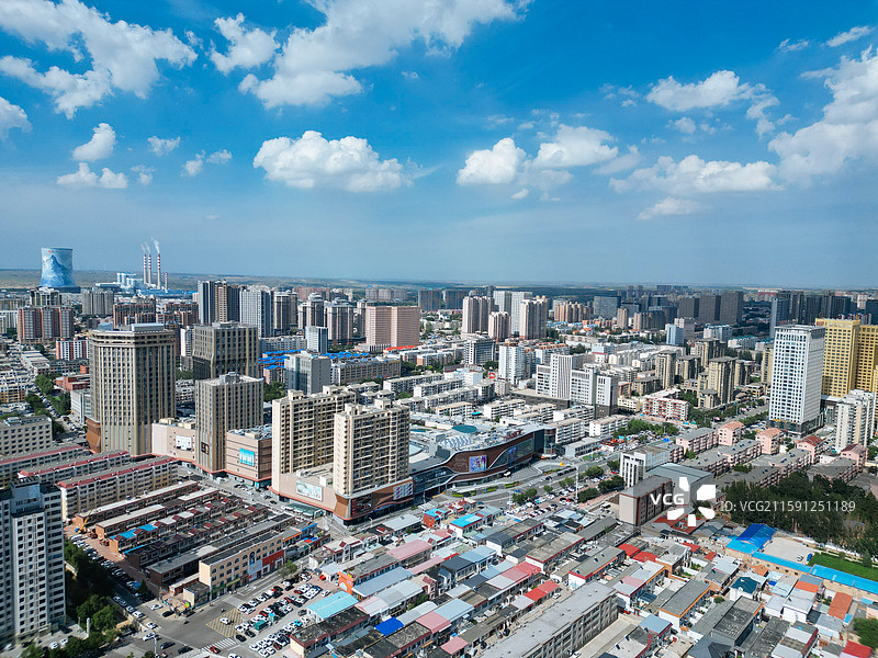 鄂尔多斯 东胜区 体育中心 母亲公园 地标 航拍图片素材