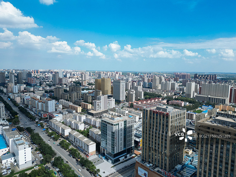 鄂尔多斯 东胜区 体育中心 母亲公园 地标 航拍图片素材