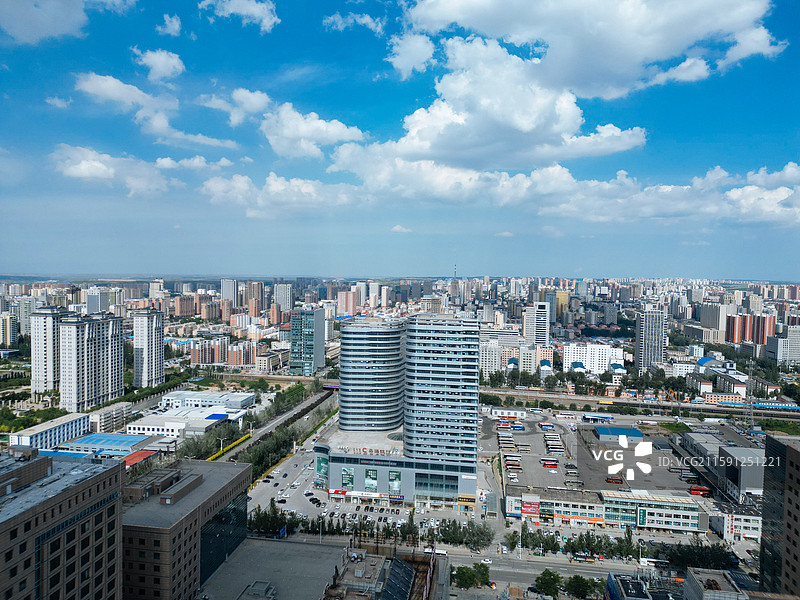 鄂尔多斯 东胜区 体育中心 母亲公园 地标 航拍图片素材