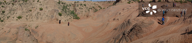 陕西省陕北榆林市靖边县龙洲乡闫家寨：靖边波浪谷红砂岩龙洲丹霞图片素材