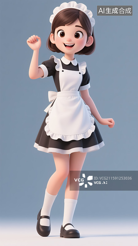 【AI数字艺术】清洁卫生的保姆女生插画图片素材