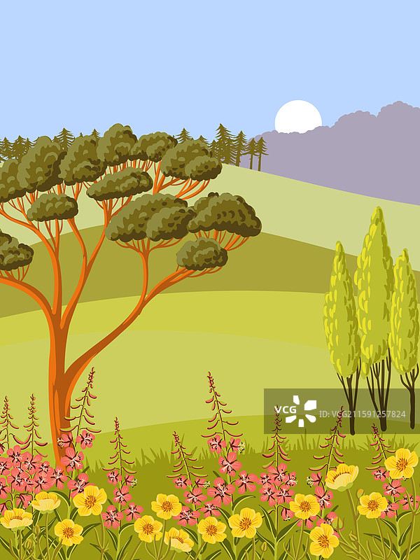 夏季风景画图片素材