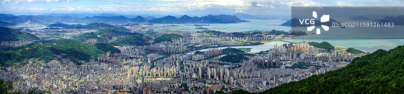 镜台山公园 东湖 三都澳 远眺宁德市区城市全景 环境优美的海湾城市风光 福建宁德旅行纪实2025图片素材