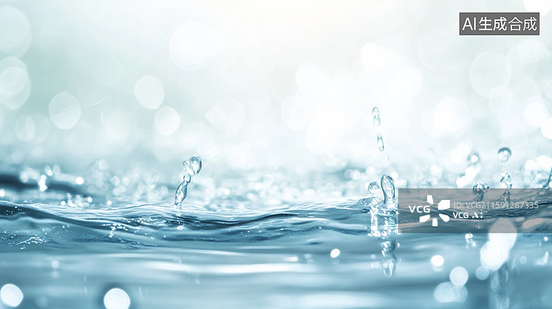 【AI数字艺术】水滴在清澈水面的涟漪图片素材