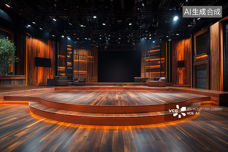 【AI数字艺术】现代木质舞台设计图片素材
