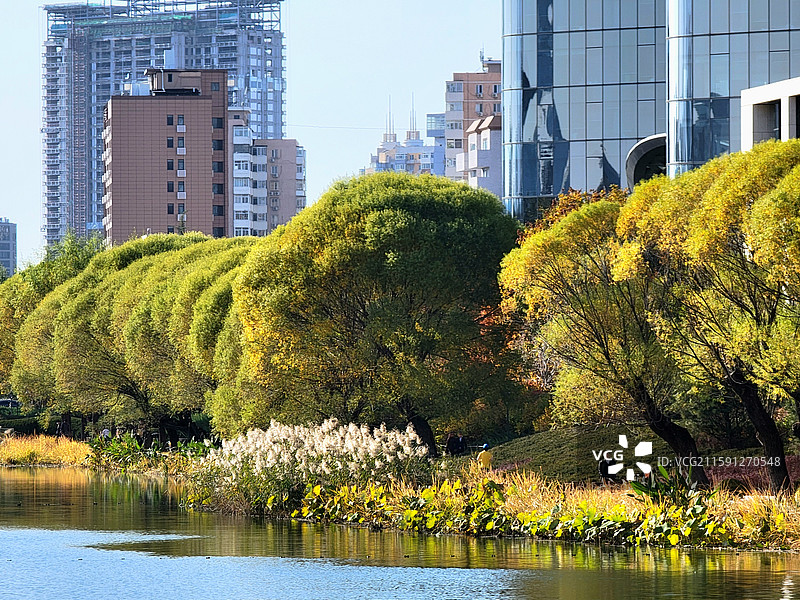 中国北京，深秋的亮马河图片素材