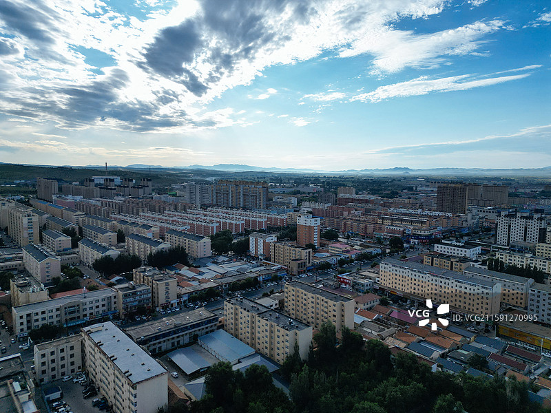 林西县 灵溪镇 西山 航拍 地标图片素材