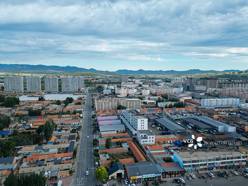 林西县 灵溪镇 西山 航拍 地标图片素材