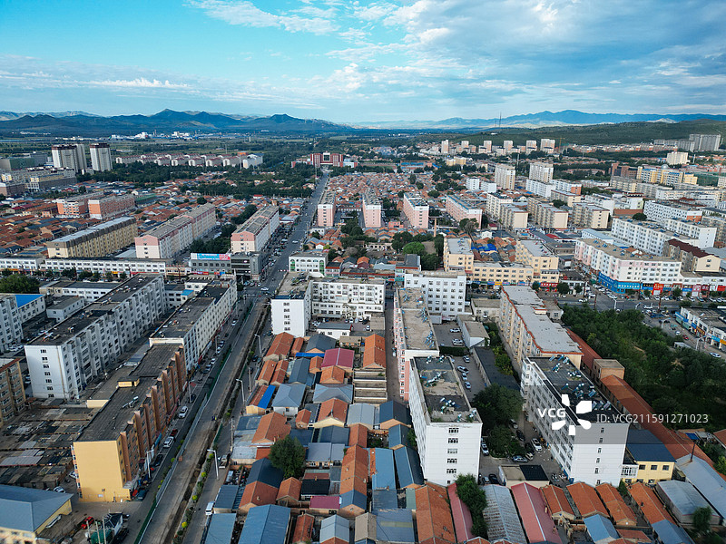 林西县 灵溪镇 西山 航拍 地标图片素材