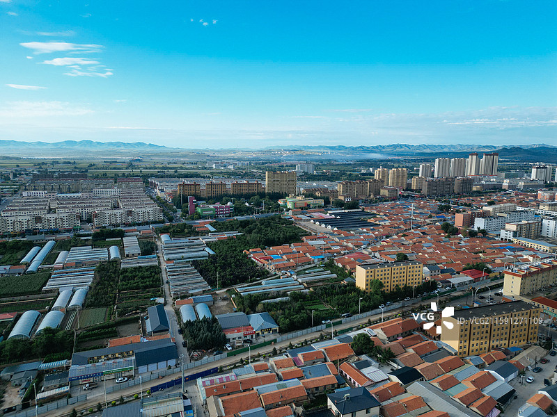 林西县 灵溪镇 西山 航拍 地标图片素材