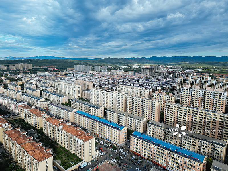 林西县 灵溪镇 西山 航拍 地标图片素材