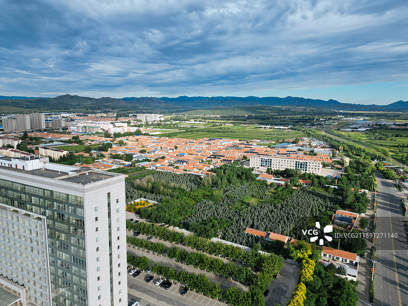 林西县 灵溪镇 西山 航拍 地标图片素材