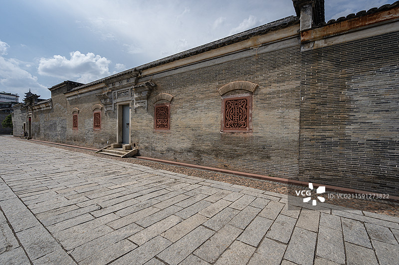 江西客家博物馆青砖墙外观，赣州图片素材