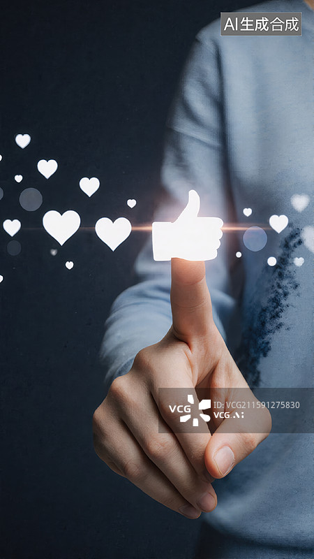 【AI数字艺术】指尖点亮爱心图片素材