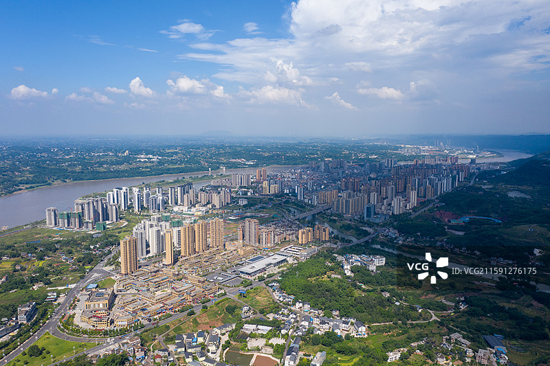 宜宾江安县城航拍图片素材