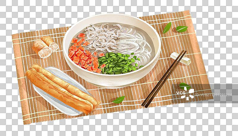 武汉特色小吃美食插画-鲜鱼糊汤粉图片素材