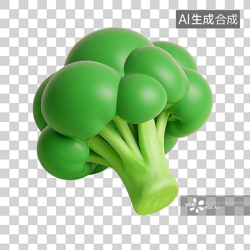 【AI数字艺术】3D渲染，西蓝花，卡通植物蔬菜免抠元素图片素材