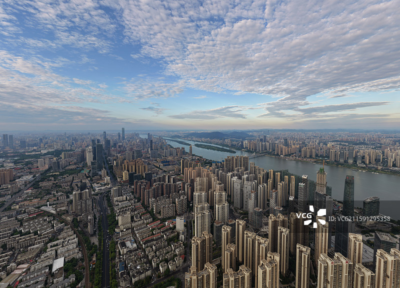 长沙市区全景 日出图片素材