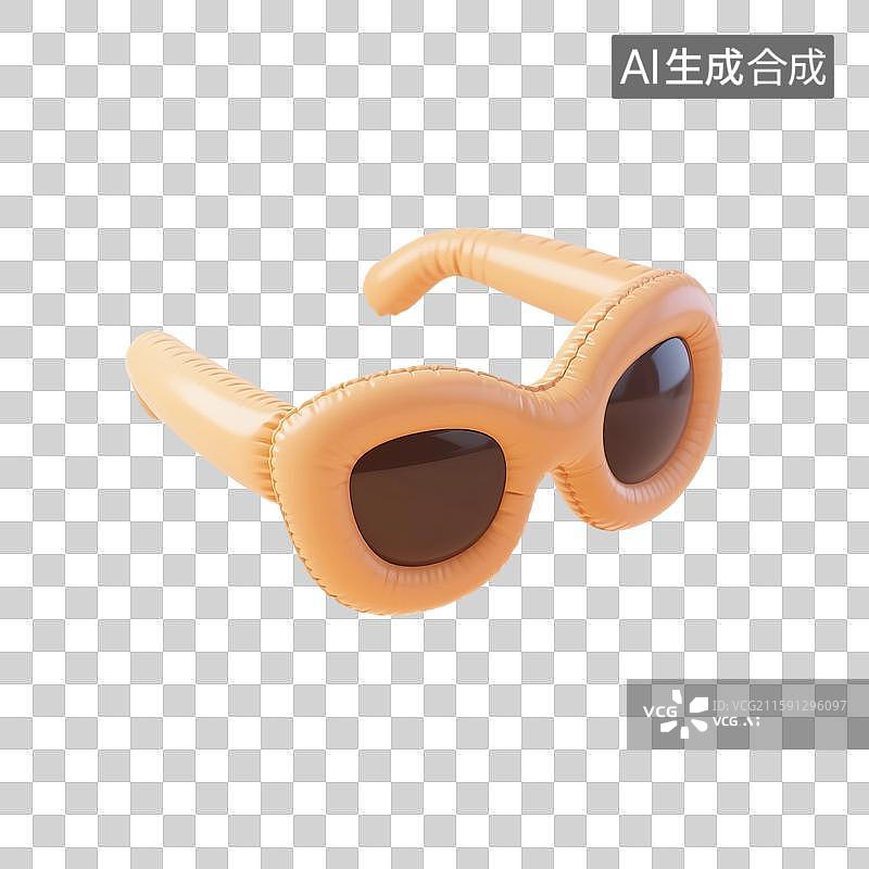 【AI数字艺术】3D渲染，充气膨胀风格，墨镜，太阳镜，眼镜，旅游，度假，休闲装，图形图标，免抠元素图片素材